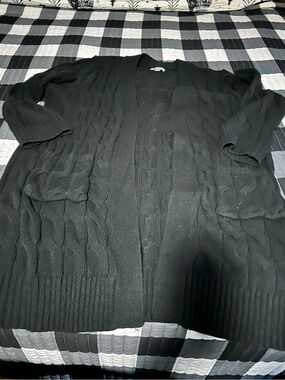 Jessica London Black Cable-Knit Women's Sweater